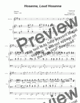 page one of Hosanna, Loud Hosanna (Alto Saxophone - Organ accompaniment)