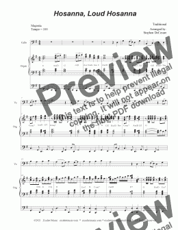page one of Hosanna, Loud Hosanna (Cello solo - Organ accompaniment)