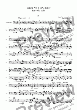 page one of Sonata No. 1 in C minor for cello solo, Op. 16 - III. Allegro molto