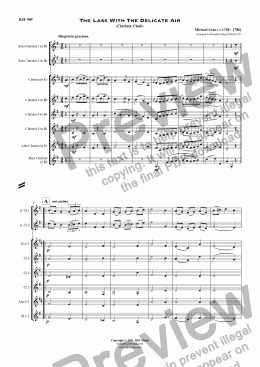 page one of The Lass With The Delicate Air - Clarinet Duet and Clarinet Choir