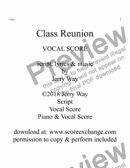 page one of Class Reunion (Vocal Score for Musical Comedy)