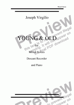 page one of Young & Old for mixed voices (SATB)
