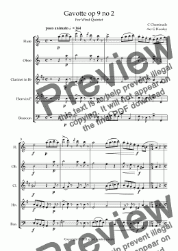page one of "Gavotte" op 9 no 2- C. Chaminade for Wind Quintet- Intermediate