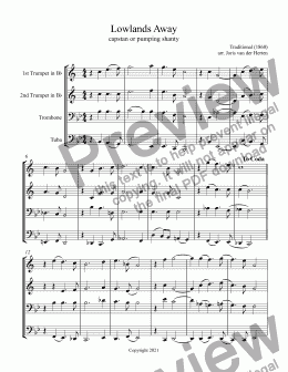 page one of Lowlands Away [sea shanty] (brass quartet)