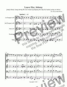 page one of Leave Her, Johnny [sea shanty] (brass quintet)
