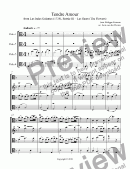 page one of Tendre Amour [wedding music] (viola quartet)
