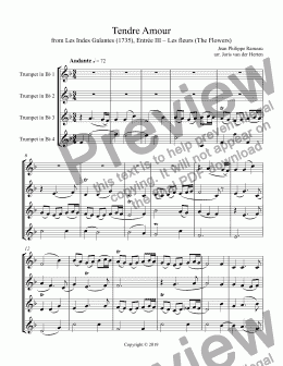 page one of Tendre Amour [wedding music] (trumpet quartet)