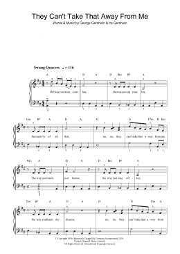 page one of They Can't Take That Away From Me (Easy Piano)