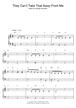 page one of They Can't Take That Away From Me (Easy Piano)