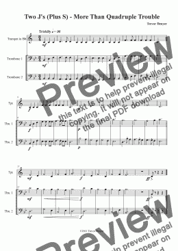 page one of Two J's (Plus S) - More Than Quadruple Trouble - Brass Trio - Score