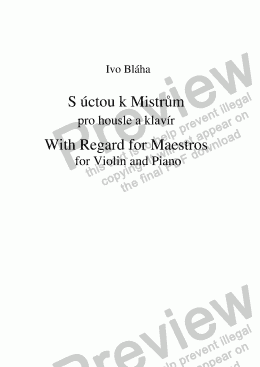 page one of WITH REGARD FOR MAESTROS (S Úctou k Mistrům) for violin and piano