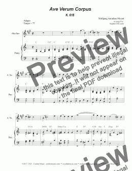 page one of Ave Verum Corpus (Alto Saxophone - Piano Accompaniment)