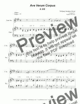 page one of Ave Verum Corpus (Tenor Saxophone - Piano Accompaniment)