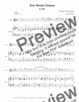 page one of Ave Verum Corpus (Viola solo - Piano Accompaniment)