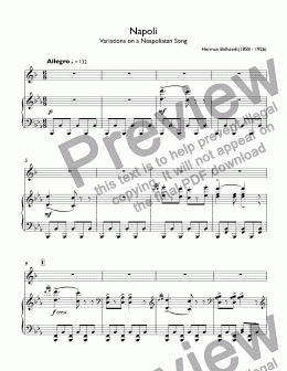 page one of Bellstedt  -  Napoli - Variations on a Neapolitan Song for trumpet Bb & piano