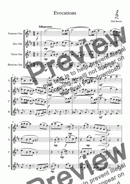 page one of Evocations - Saxophone Quartet