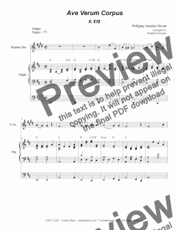 page one of Ave Verum Corpus (Soprano Saxophone - Organ Accompaniment)