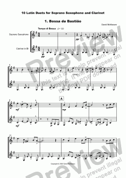 page one of 10 Latin Duets for Soprano Saxophone and Clarinet