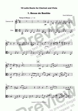 page one of 10 Latin Duets for Clarinet and Viola