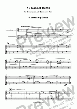 page one of 10 Gospel Duets for Soprano and Alto Saxophone