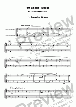 page one of 10 Gospel Duets for Tenor Saxophone