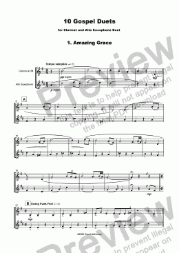 page one of 10 Gospel Duets for Clarinet and Alto Saxophone