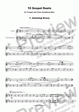 page one of 10 Gospel Duets for Trumpet and Tenor Saxophone