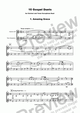page one of 10 Gospel Duets for Clarinet and Tenor Saxophone