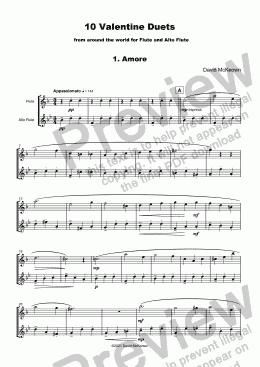 page one of 10 Valentine Duets for Flute and Alto Flute