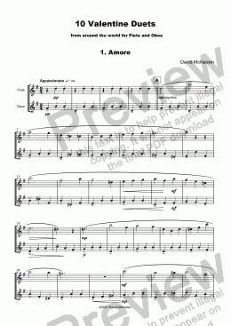 page one of 10 Valentine Duets for Flute and Oboe