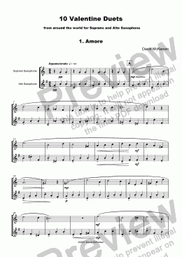 page one of 10 Valentine Duets for Soprano and Alto Saxophone