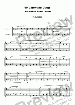page one of 10 Valentine Duets for Trombone
