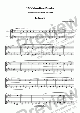 page one of 10 Valentine Duets for Violin