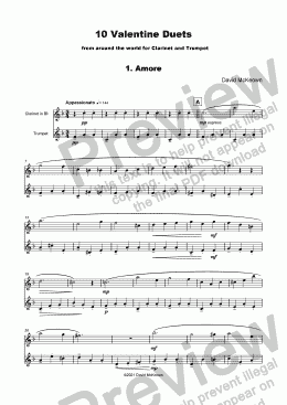 page one of 10 Valentine Duets for Clarinet and Trumpet