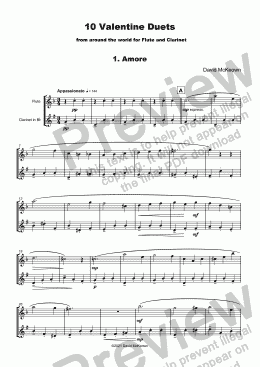 page one of 10 Valentine Duets for Flute and Clarinet