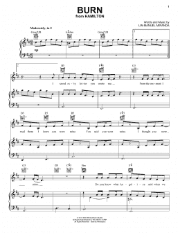page one of Burn (from Hamilton) (Piano, Vocal & Guitar Chords (Right-Hand Melody))