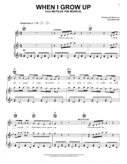 page one of When I Grow Up (from Matilda The Musical) (Piano, Vocal & Guitar Chords (Right-Hand Melody))