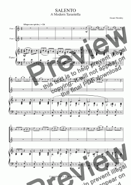 page one of "Salento" A Modern Tarantella for Flute Duet and Piano