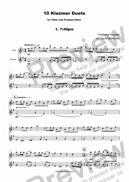 page one of 10 Klezmer Duets for Flute and Trumpet