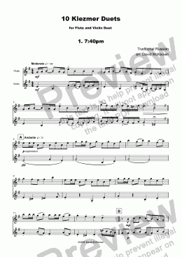 page one of 10 Klezmer Duets for Flute and Violin