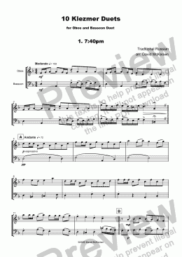 page one of 10 Klezmer Duets for Oboe and Bassoon