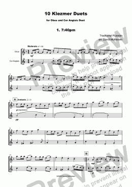 page one of 10 Klezmer Duets for Oboe and Cor Anglais (or English Horn)