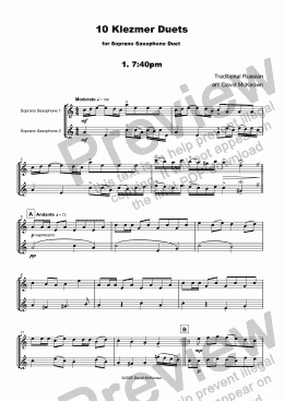 page one of 10 Klezmer Duets for Soprano Saxophone