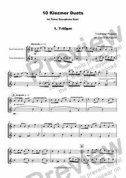 page one of 10 Klezmer Duets for Tenor Saxophone