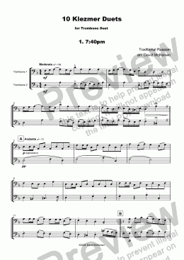 page one of 10 Klezmer Duets for Trombone