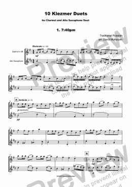 page one of 10 Klezmer Duets for Clarinet and Alto Saxophone