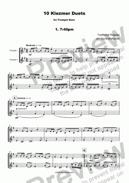 page one of 10 Klezmer Duets for Trumpet
