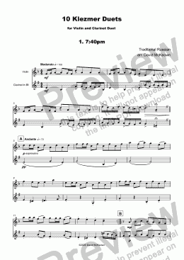 page one of 10 Klezmer Duets for Violin and Clarinet