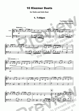 page one of 10 Klezmer Duets for Violin and Cello
