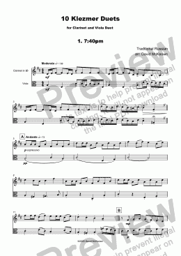 page one of 10 Klezmer Duets for Clarinet and Viola